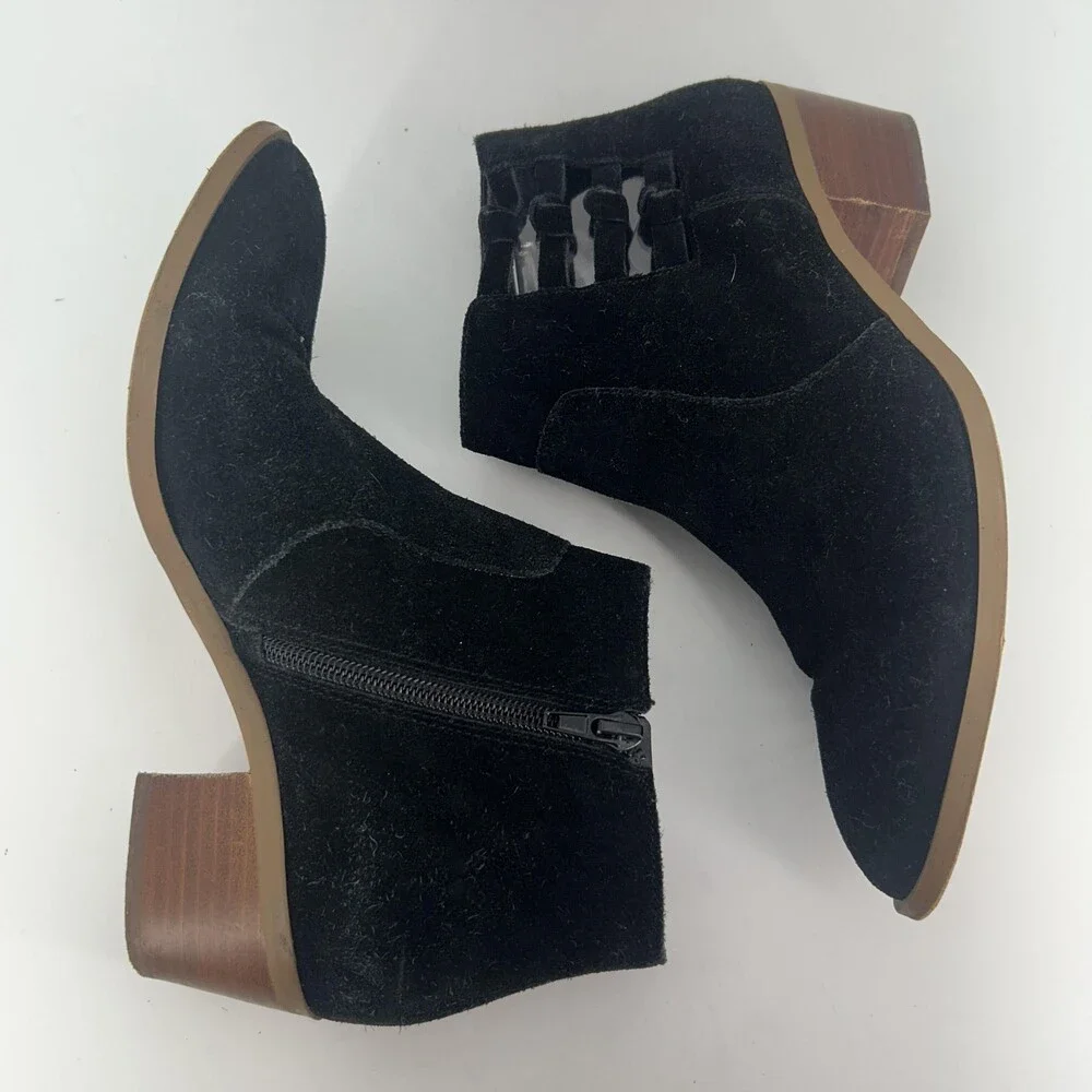 Sole Society Boots Womens Size 8 SO-NIANYA Black Leather Cutout Ankle Booties